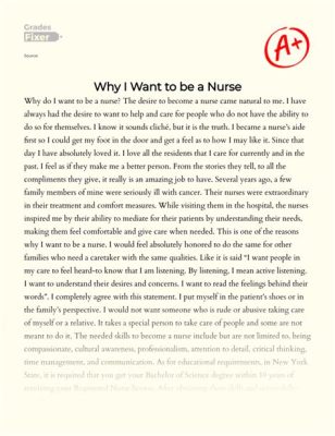 500 word essay on why i want to be a nurse